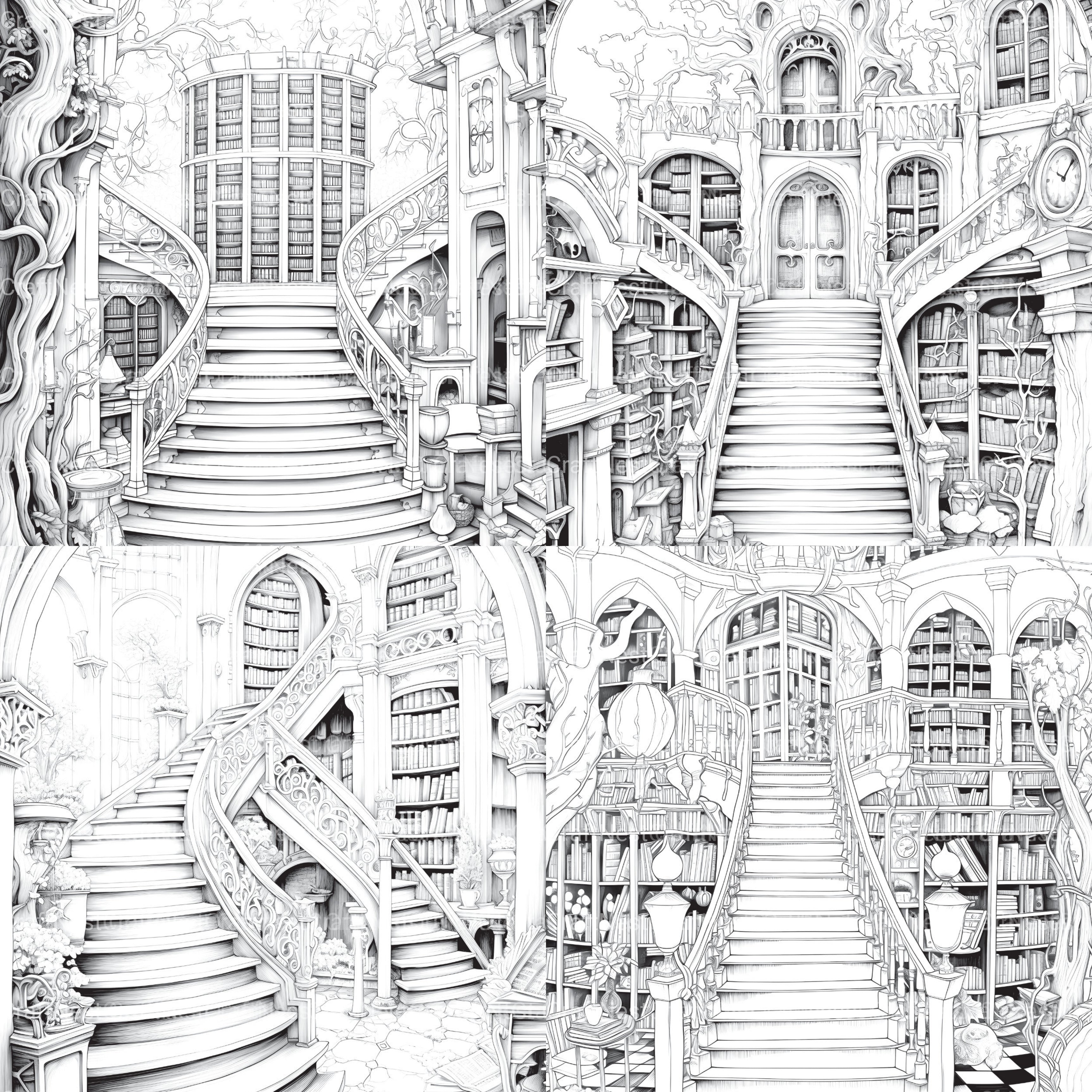 Enchanted Library Coloring Book - CraftNest - Digital Crafting and Art