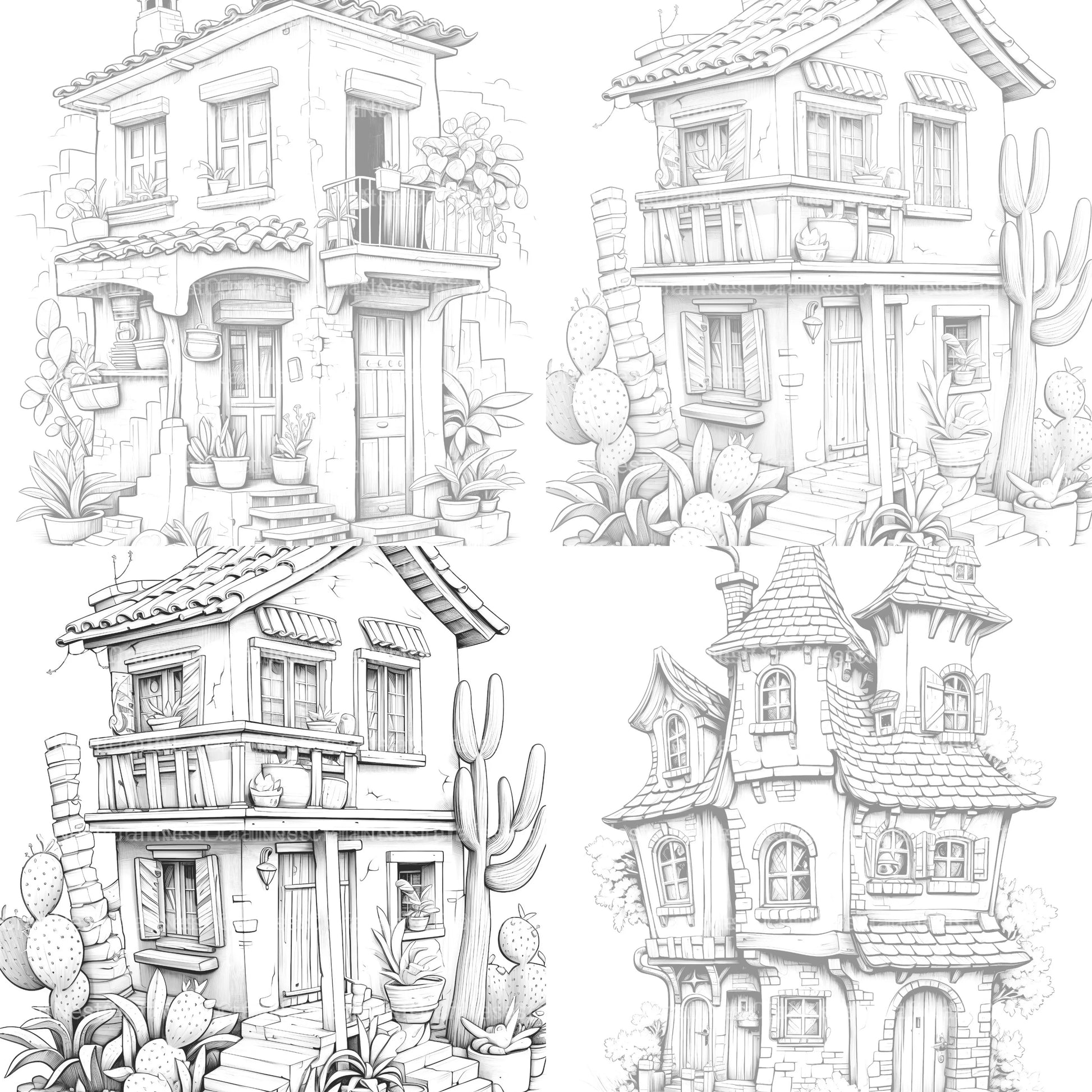 Mixed Tiny House Coloring Book - CraftNest - Digital Crafting and Art