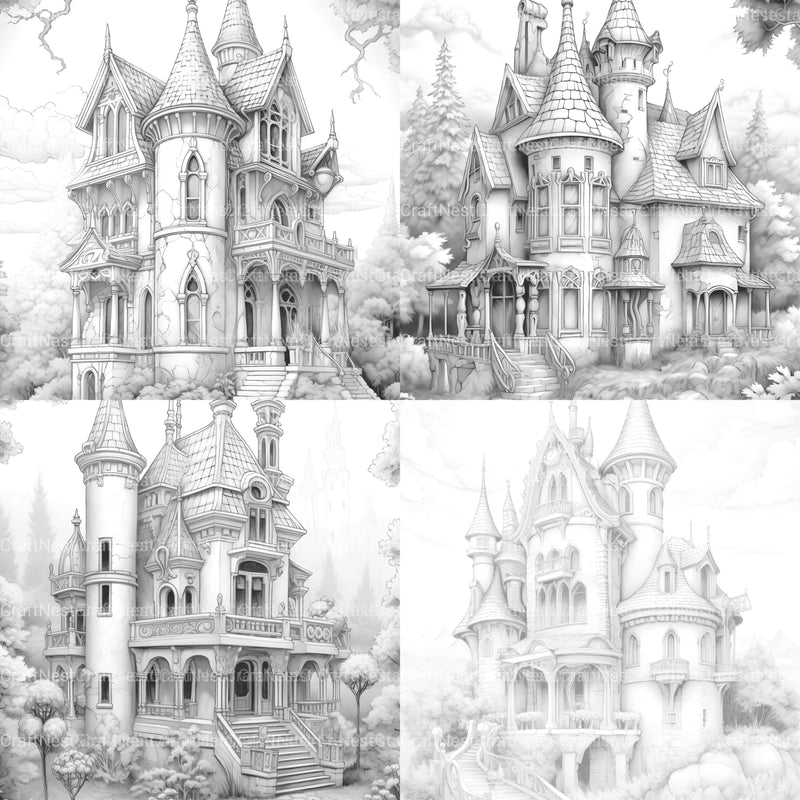Gothic Houses Coloring Book - CraftNest - Digital Crafting and Art