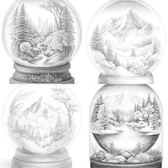Snow Globe Nature Scene Coloring Book - CraftNest - Digital Crafting and Art