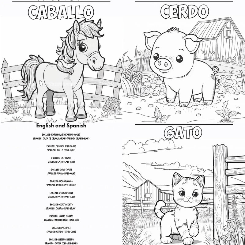 Barnyard Animals Learning Coloring Book - CraftNest - Digital Crafting and Art