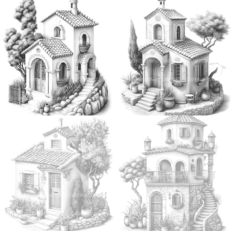 Mediterranean Tiny House Coloring Book - CraftNest - Digital Crafting and Art