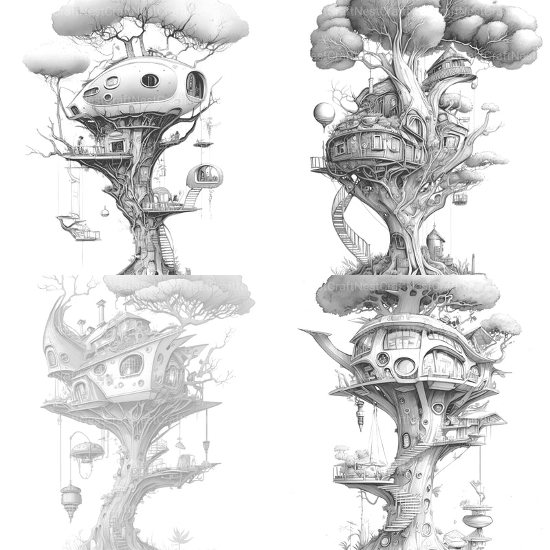 Future Treehouse Coloring Book - CraftNest - Digital Crafting and Art