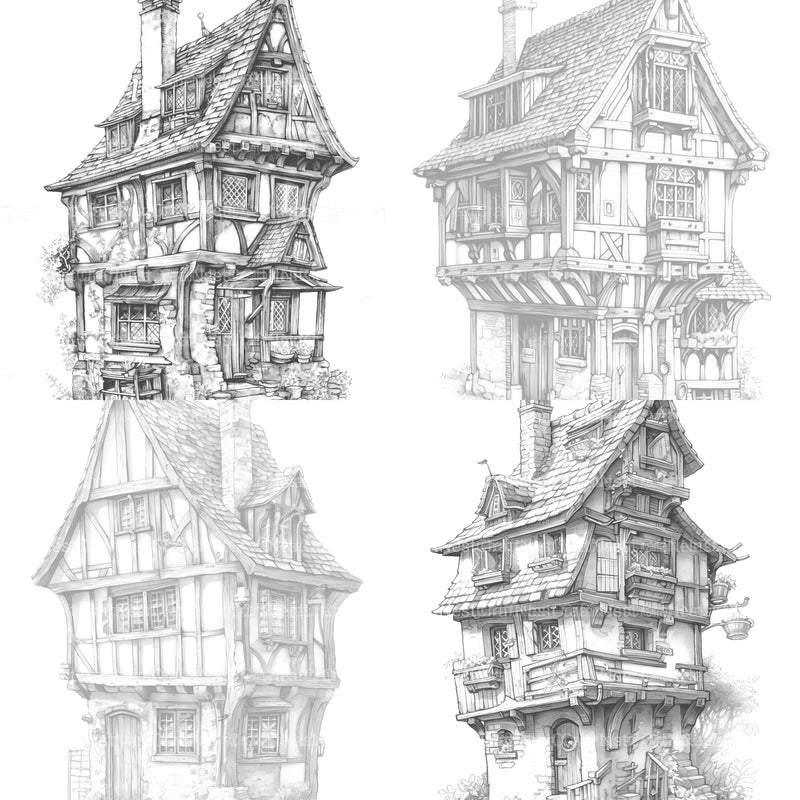Medieval Tiny House Coloring Book - CraftNest - Digital Crafting and Art