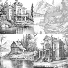 Lake Houses Coloring Book - CraftNest - Digital Crafting and Art