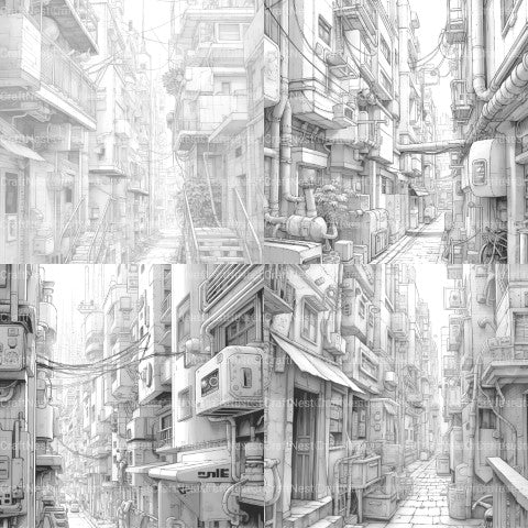 Cyberpunk Street Coloring Book - CraftNest - Digital Crafting and Art