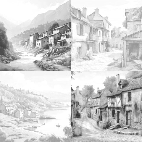 French Village Coloring Book - CraftNest - Digital Crafting and Art