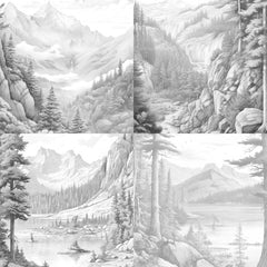 Mountain Landscapes Coloring Book - CraftNest - Digital Crafting and Art