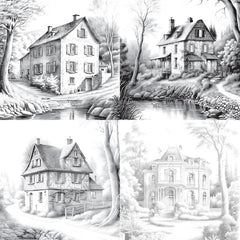 Old French Houses Coloring Book - CraftNest - Digital Crafting and Art