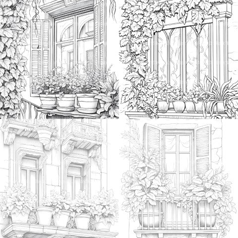 Mediterranean Windows Coloring Book - CraftNest - Digital Crafting and Art