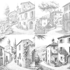 Italian Village Landscapes Coloring Book - CraftNest - Digital Crafting and Art