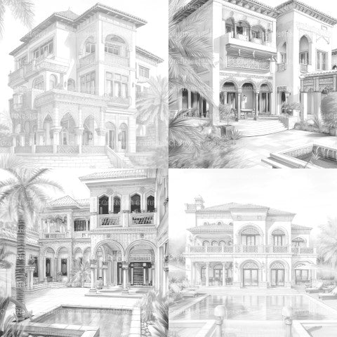 Arabian Villas Coloring Book - CraftNest - Digital Crafting and Art
