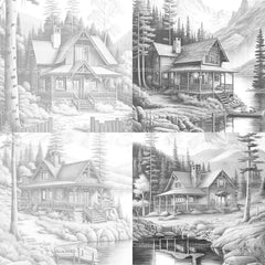 Cabins Coloring Book - CraftNest - Digital Crafting and Art
