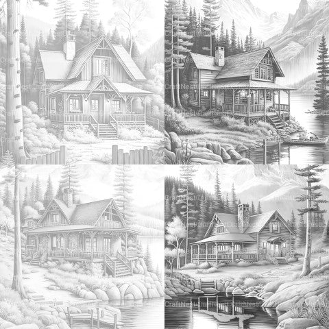 Cabins Coloring Book - CraftNest - Digital Crafting and Art