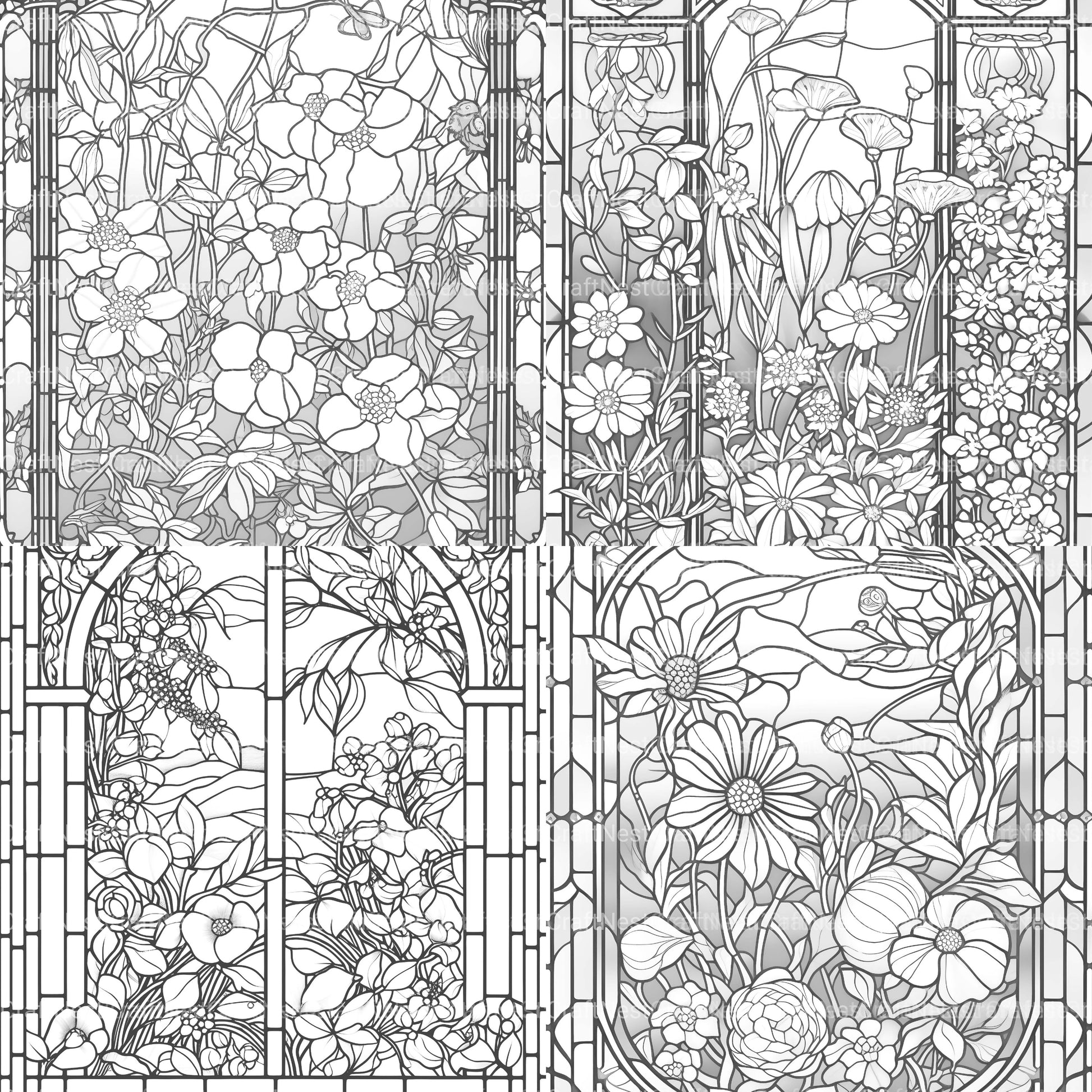 Stained Glass Garden Coloring Book - CraftNest - Digital Crafting and Art