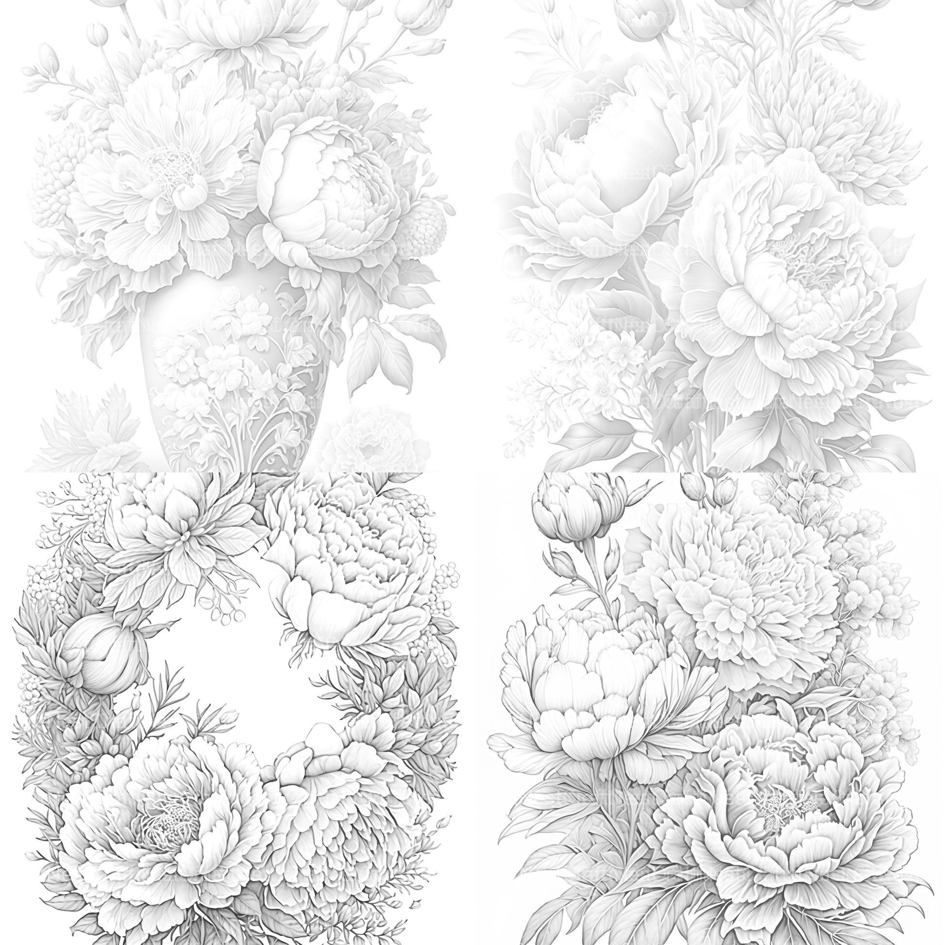 Peony Flower Coloring Book - CraftNest - Digital Crafting and Art