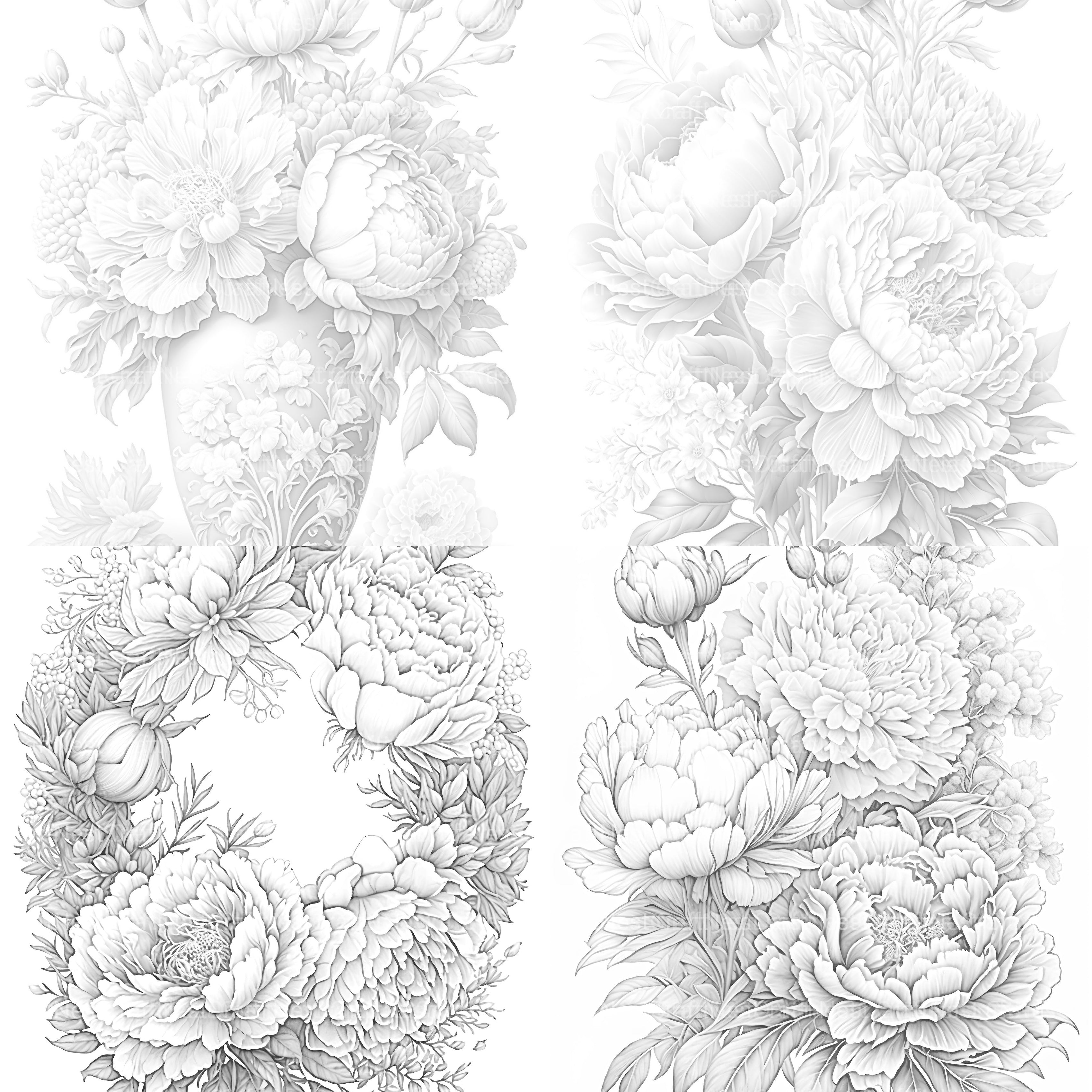 Peony Flower Coloring Book - CraftNest - Digital Crafting and Art
