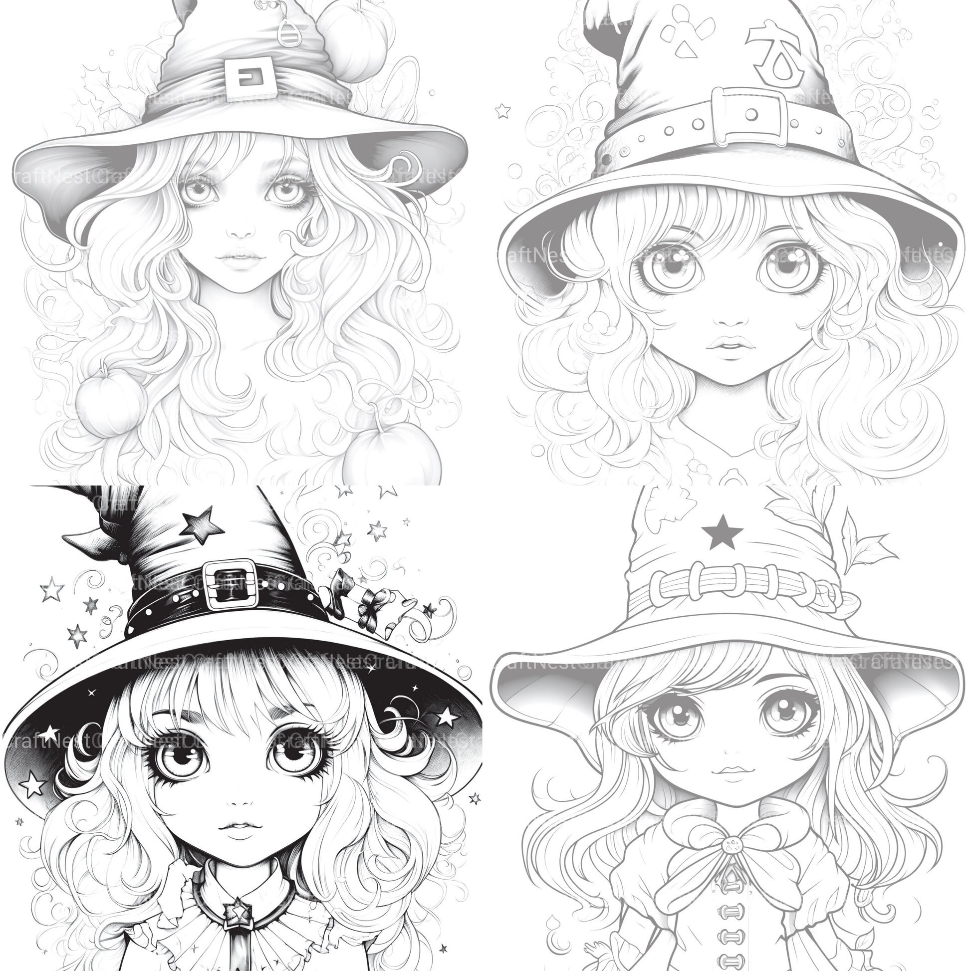Cute Witch Coloring Book - CraftNest - Digital Crafting and Art