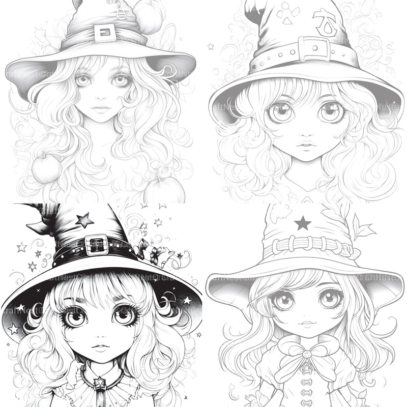 Cute Witch Coloring Book - CraftNest - Digital Crafting and Art