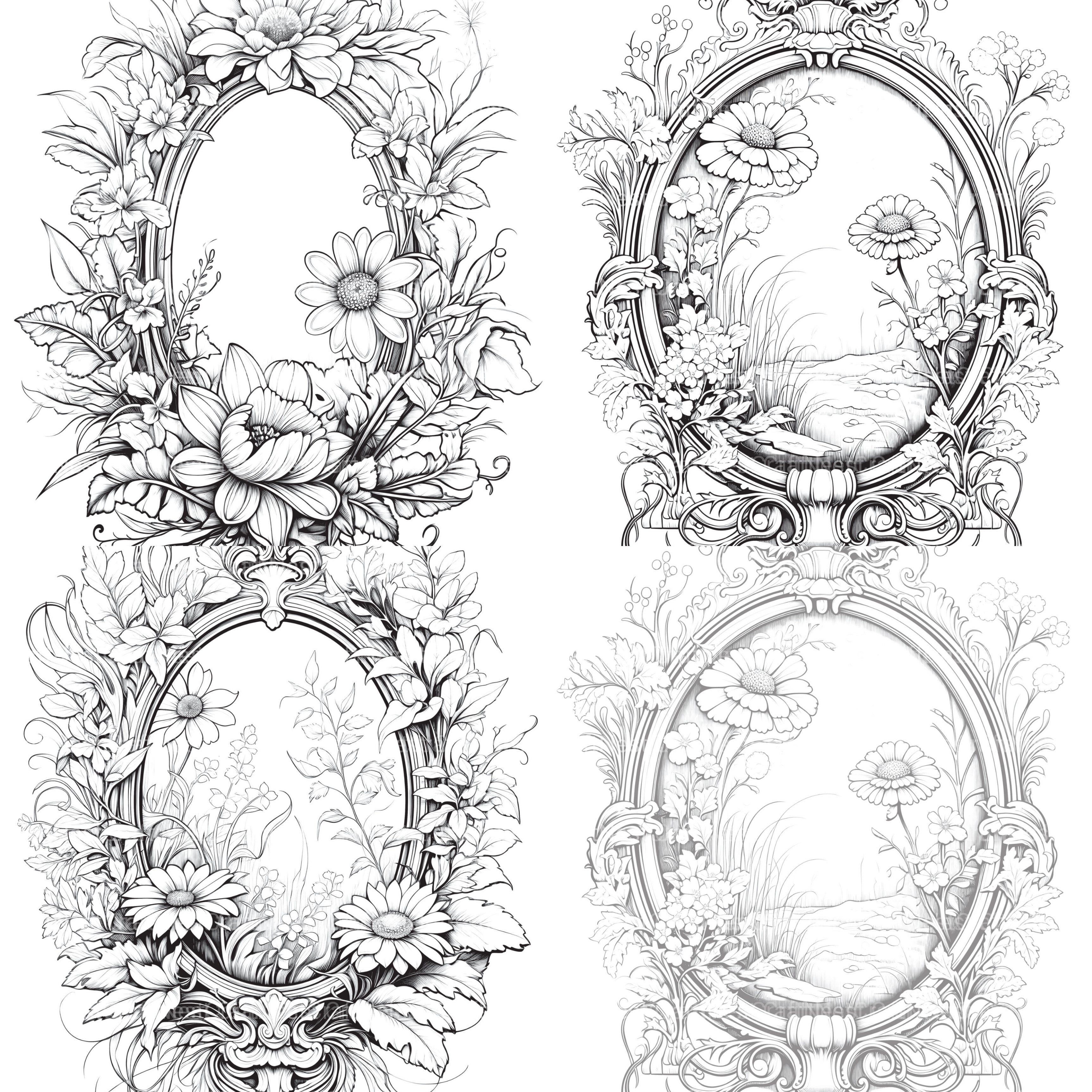 Blooming Mirror Coloring Book - CraftNest - Digital Crafting and Art