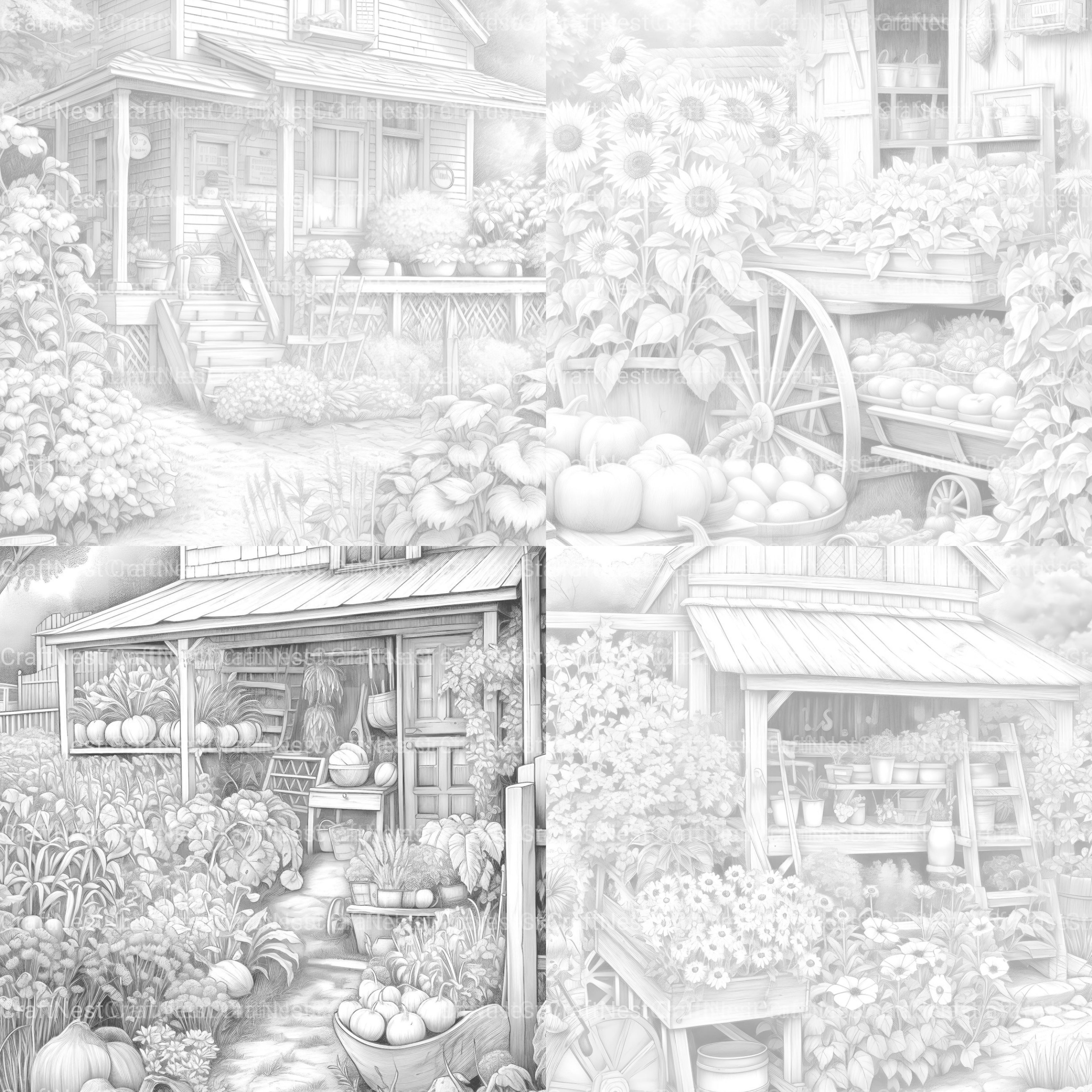 Farmers Garden Coloring Book - CraftNest - Digital Crafting and Art