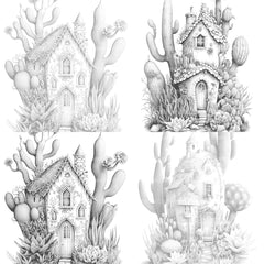 Cactus Fairy Houses Coloring Book - CraftNest - Digital Crafting and Art