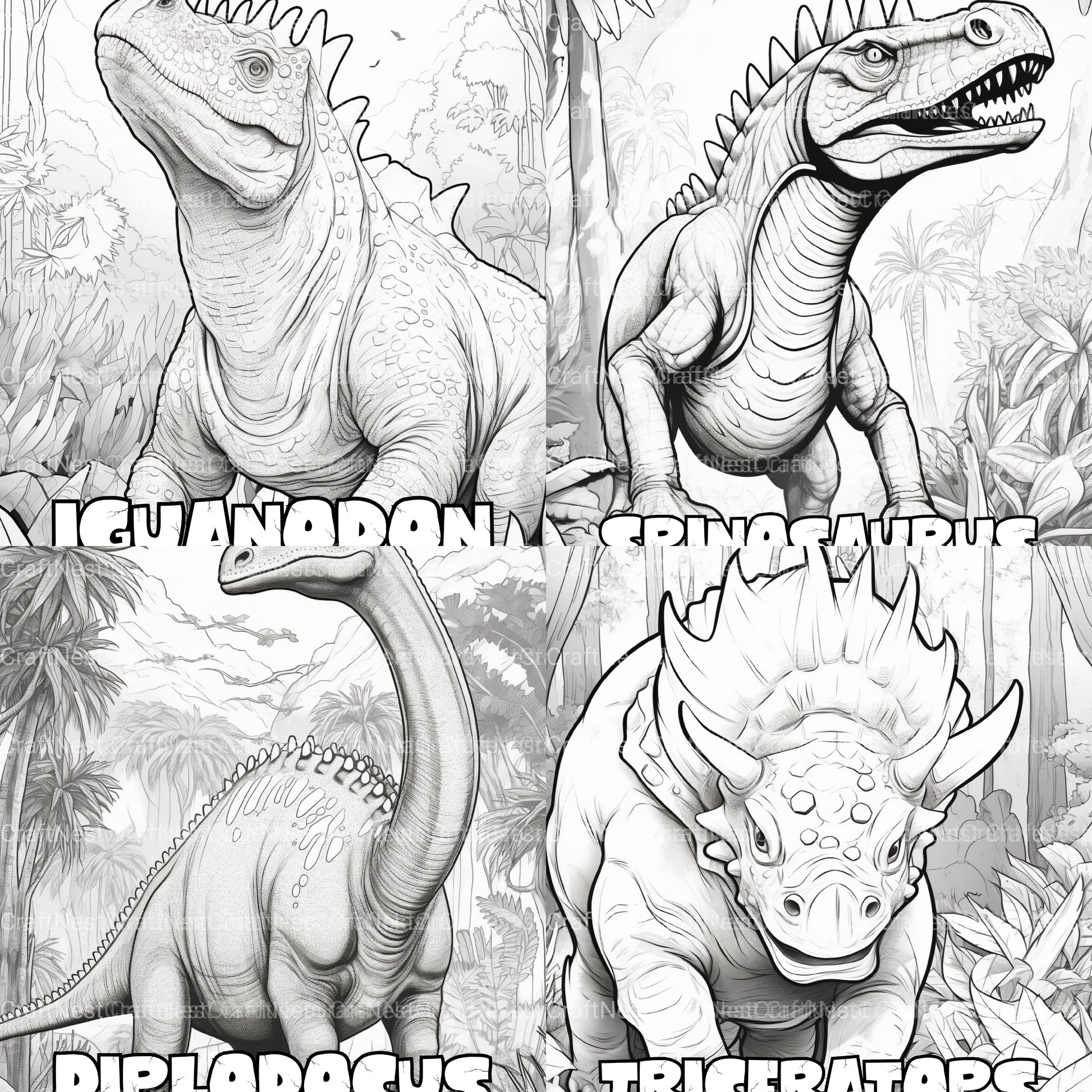 Kids Dinosaur Adventure Coloring Book - CraftNest - Digital Crafting and Art