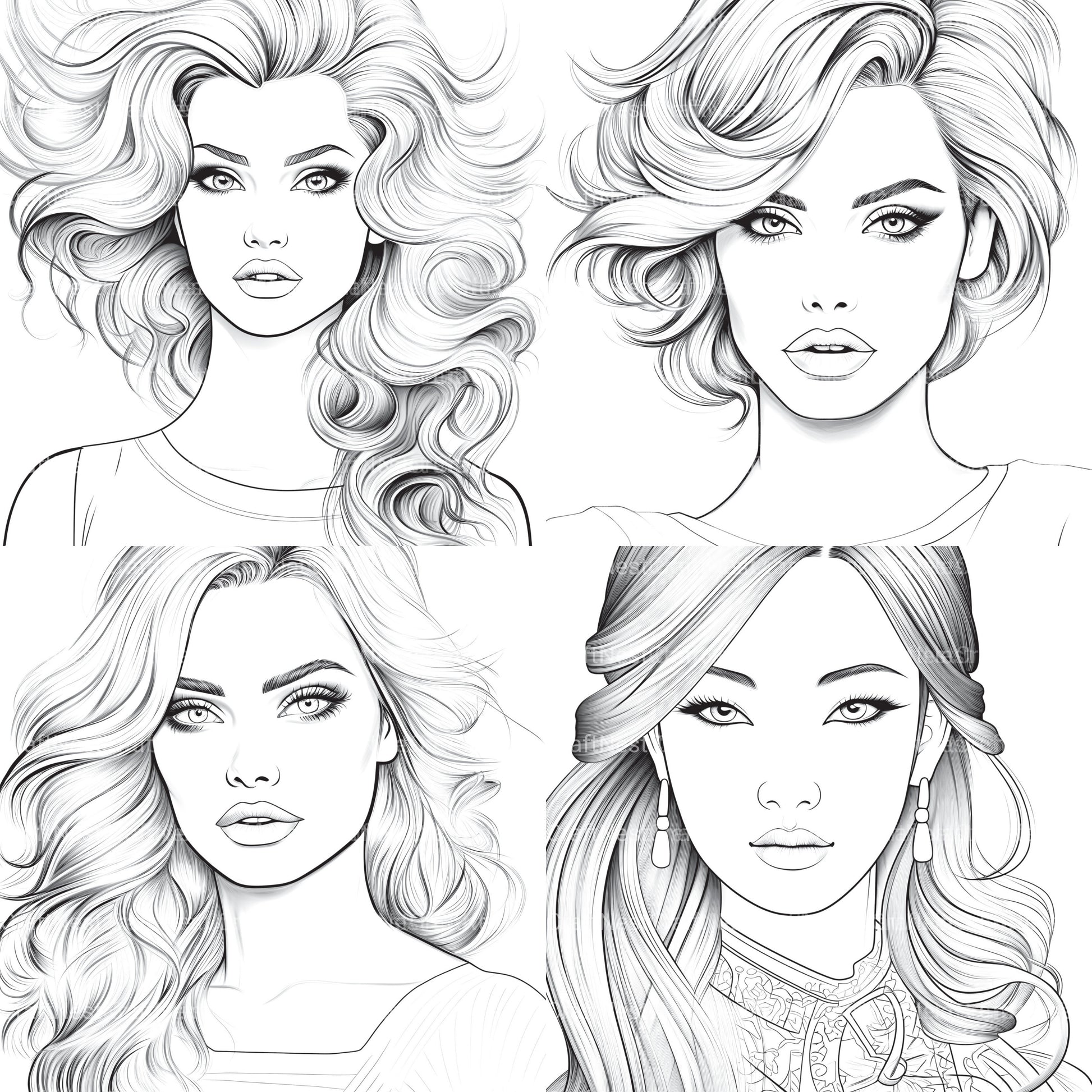 Beautiful Women Coloring Book - CraftNest - Digital Crafting and Art