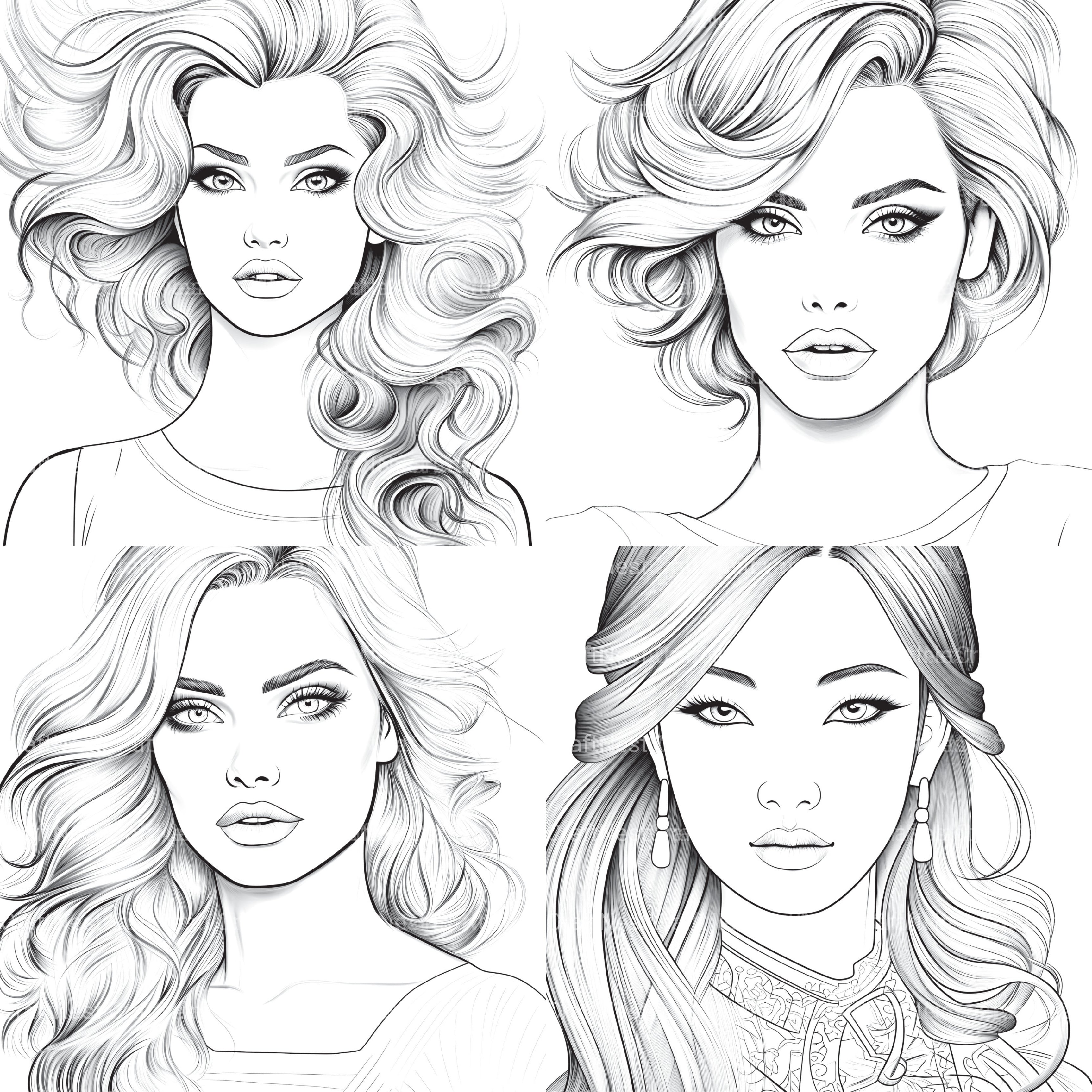 Beautiful Women Coloring Book - CraftNest - Digital Crafting and Art