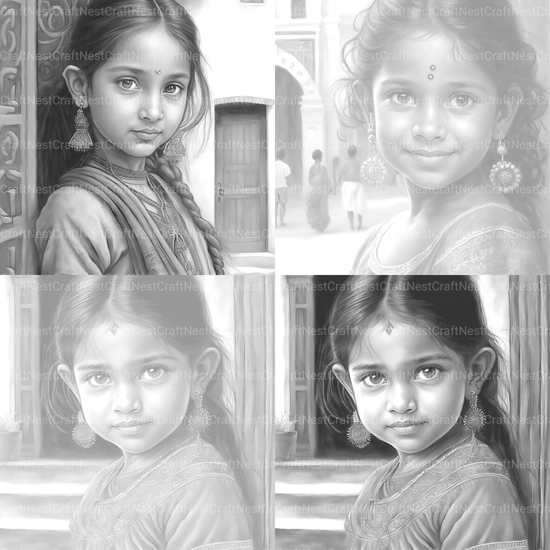 Indian Girl Coloring Book - CraftNest - Digital Crafting and Art