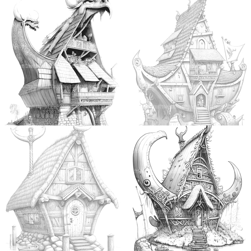 Viking Tiny House Coloring Book - CraftNest - Digital Crafting and Art
