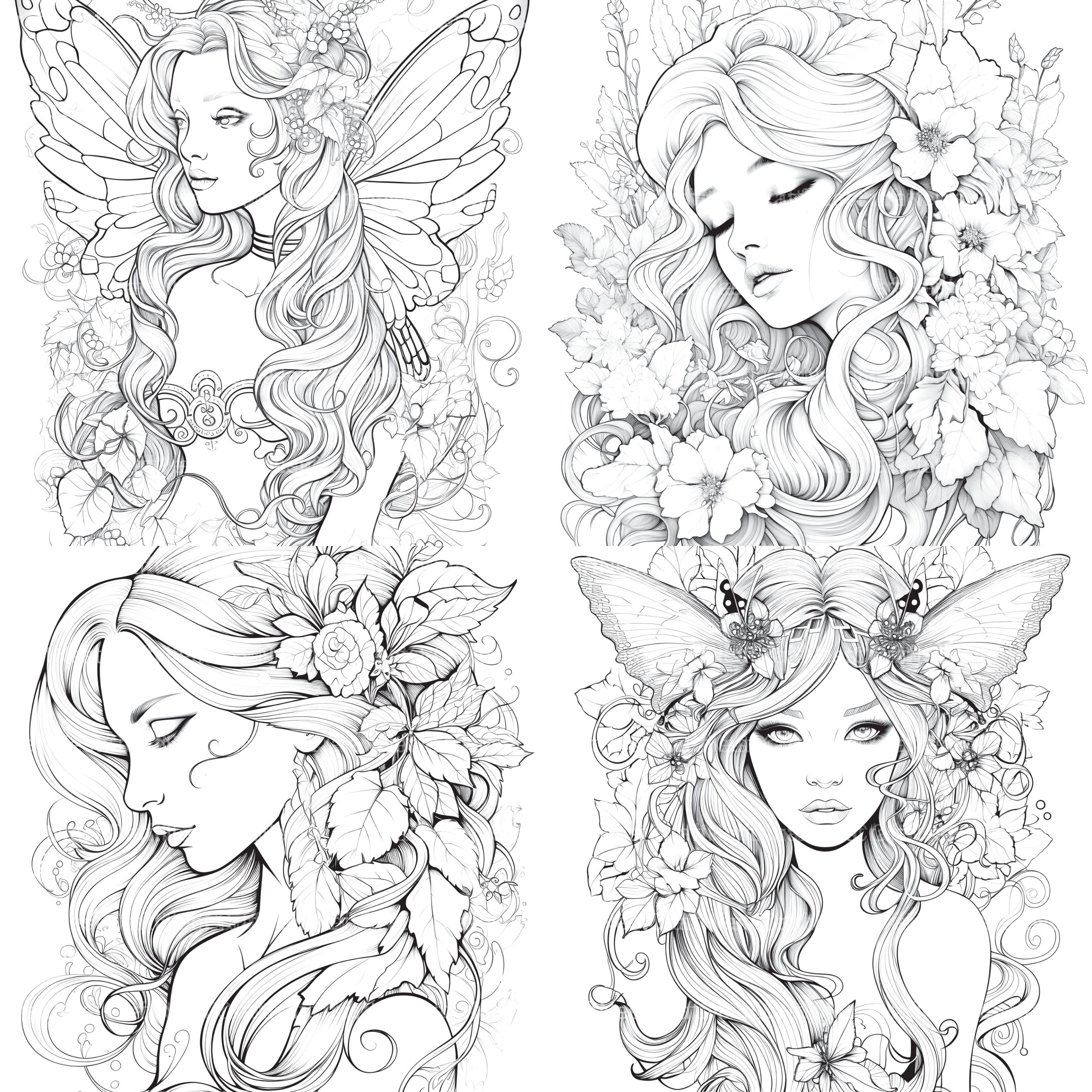 Beautiful Fairies Coloring Book - CraftNest - Digital Crafting and Art