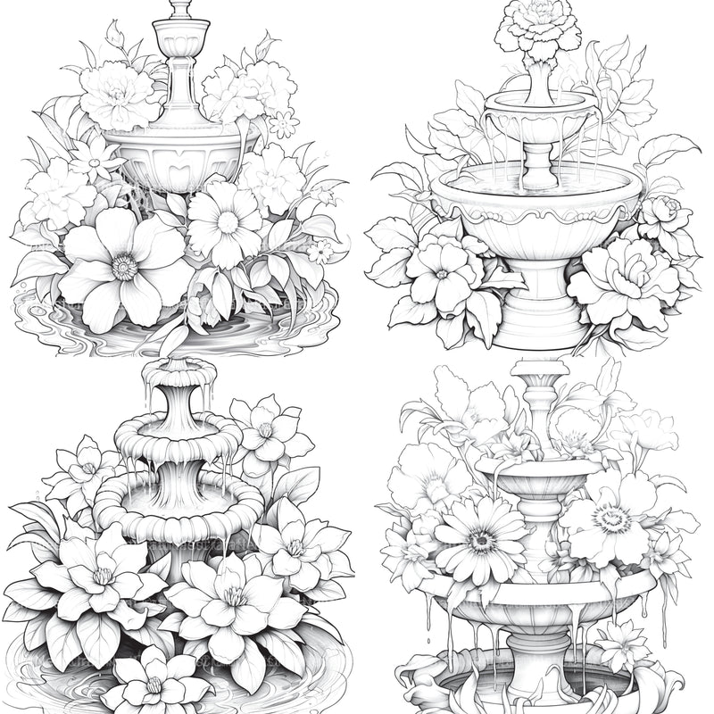 Blooming Fountain Coloring Book - CraftNest - Digital Crafting and Art