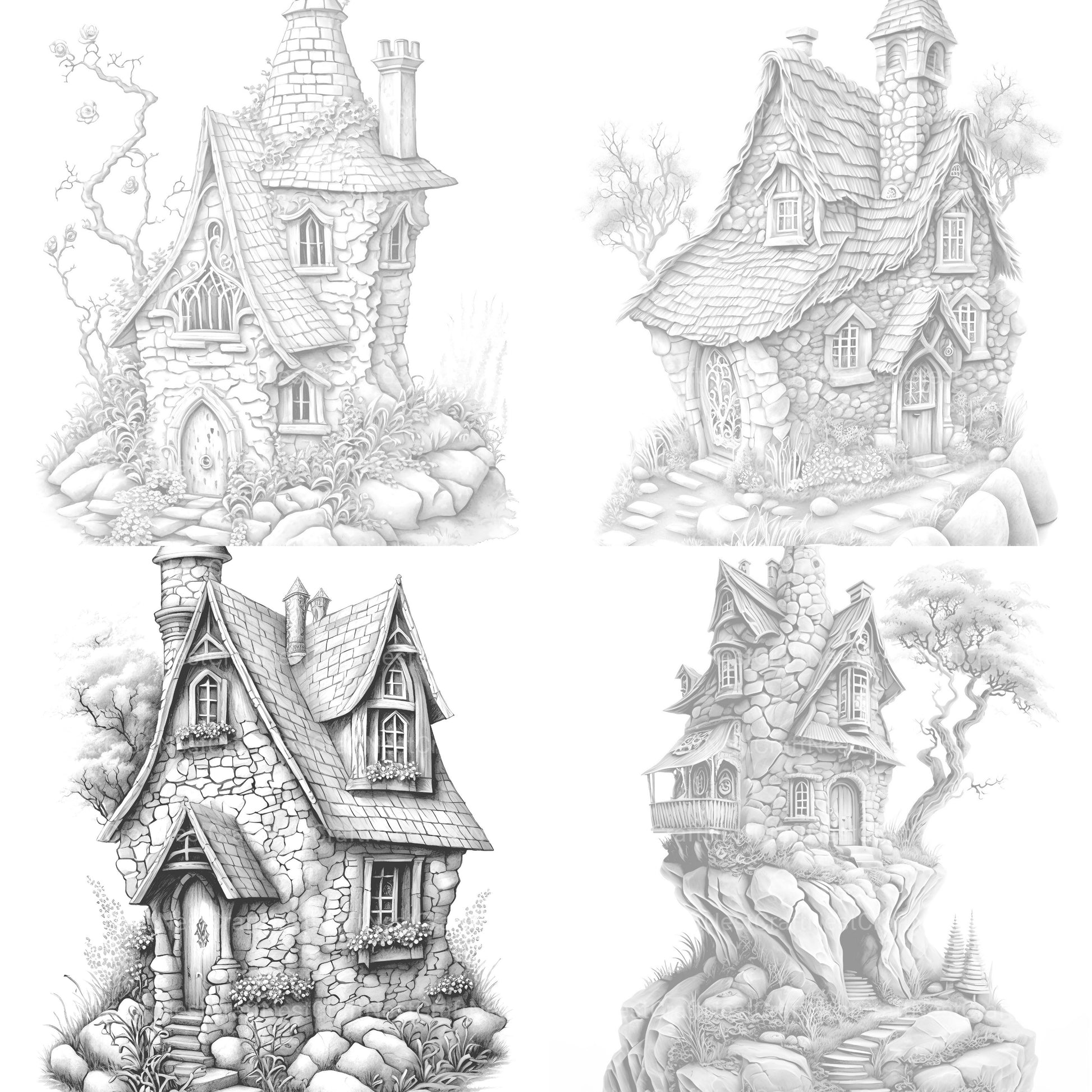 Stone Fairy House Coloring Book - CraftNest - Digital Crafting and Art