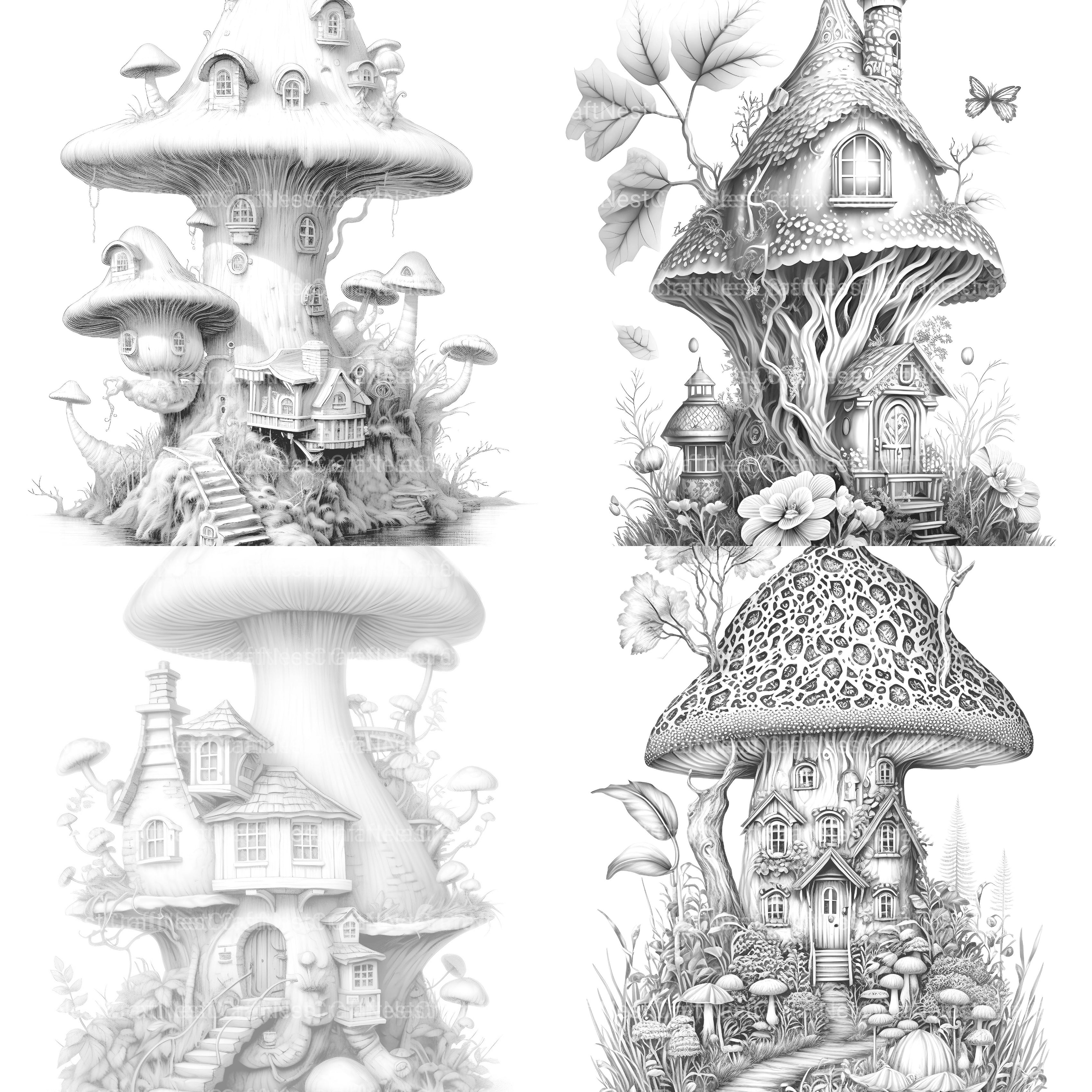 Magical Mushroom House Coloring Book - CraftNest - Digital Crafting and Art
