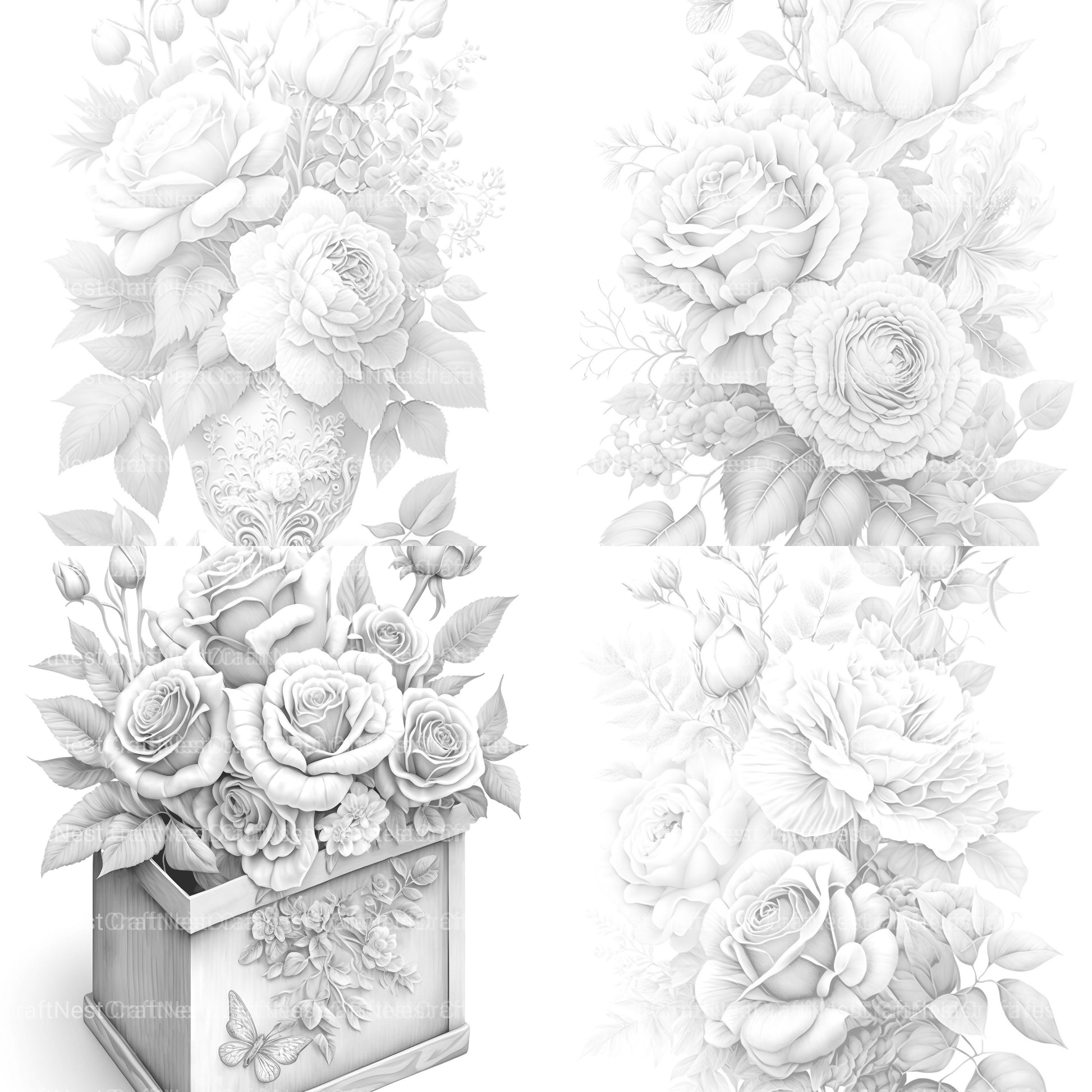 Rose Flower Coloring Book - CraftNest - Digital Crafting and Art
