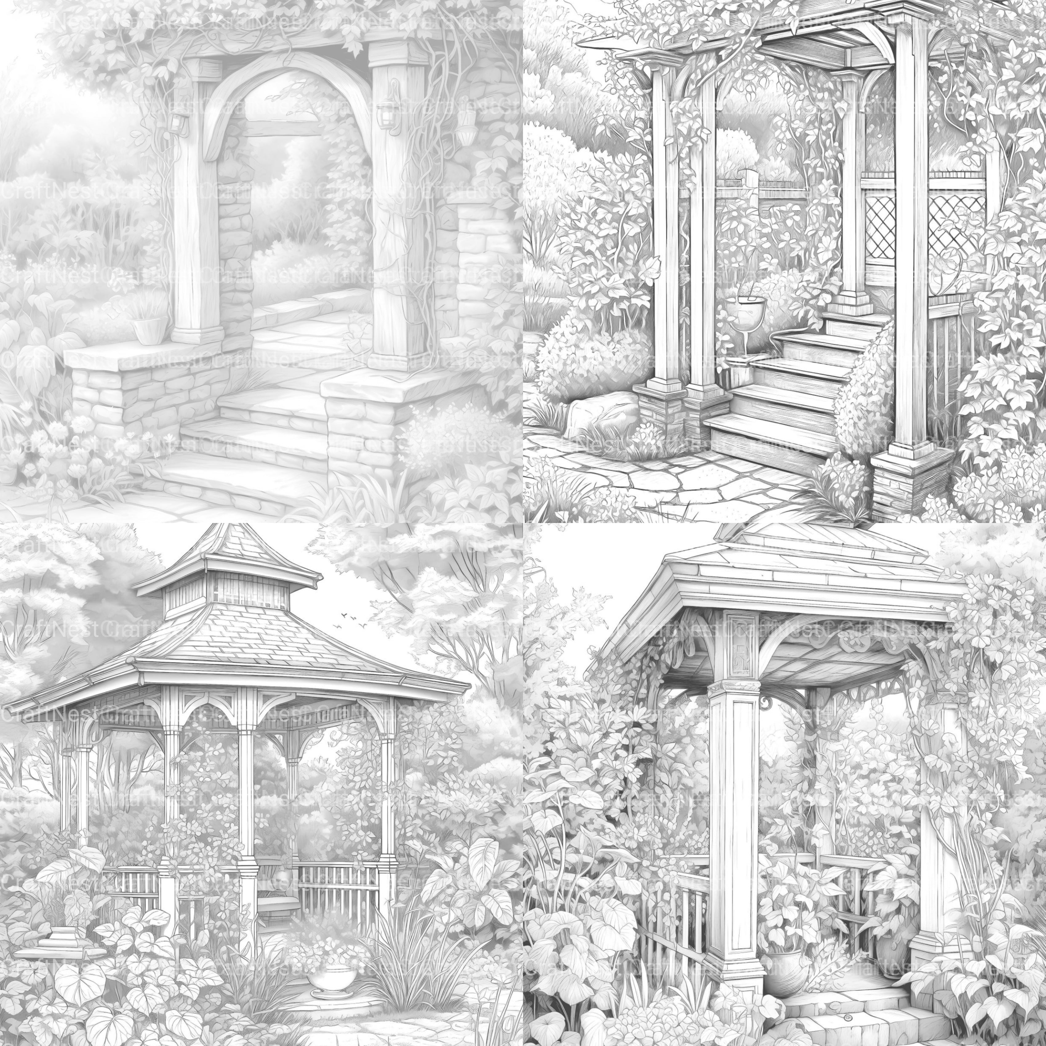 Garden Arbor Coloring Book - CraftNest - Digital Crafting and Art