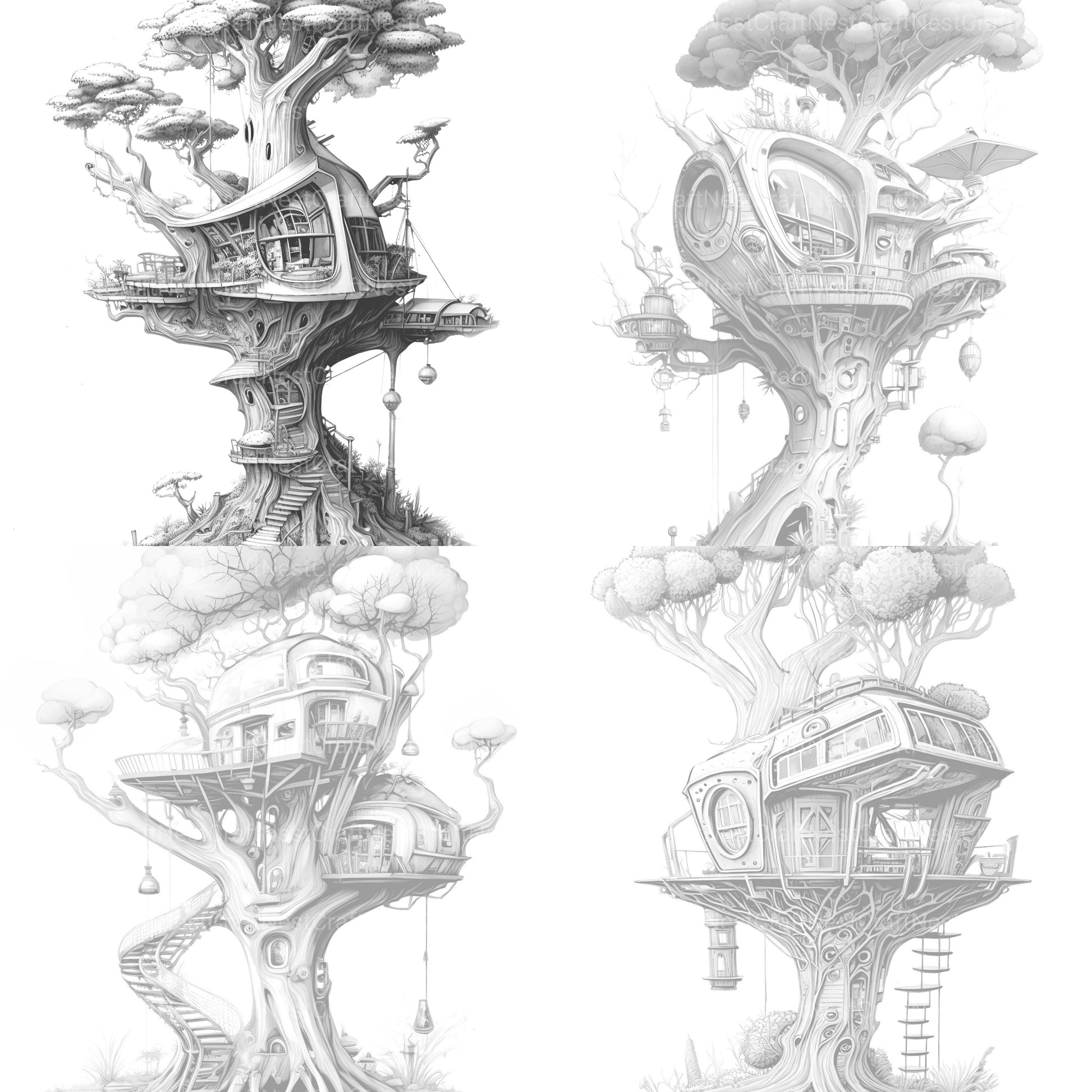 Future Treehouse Coloring Book - CraftNest - Digital Crafting and Art