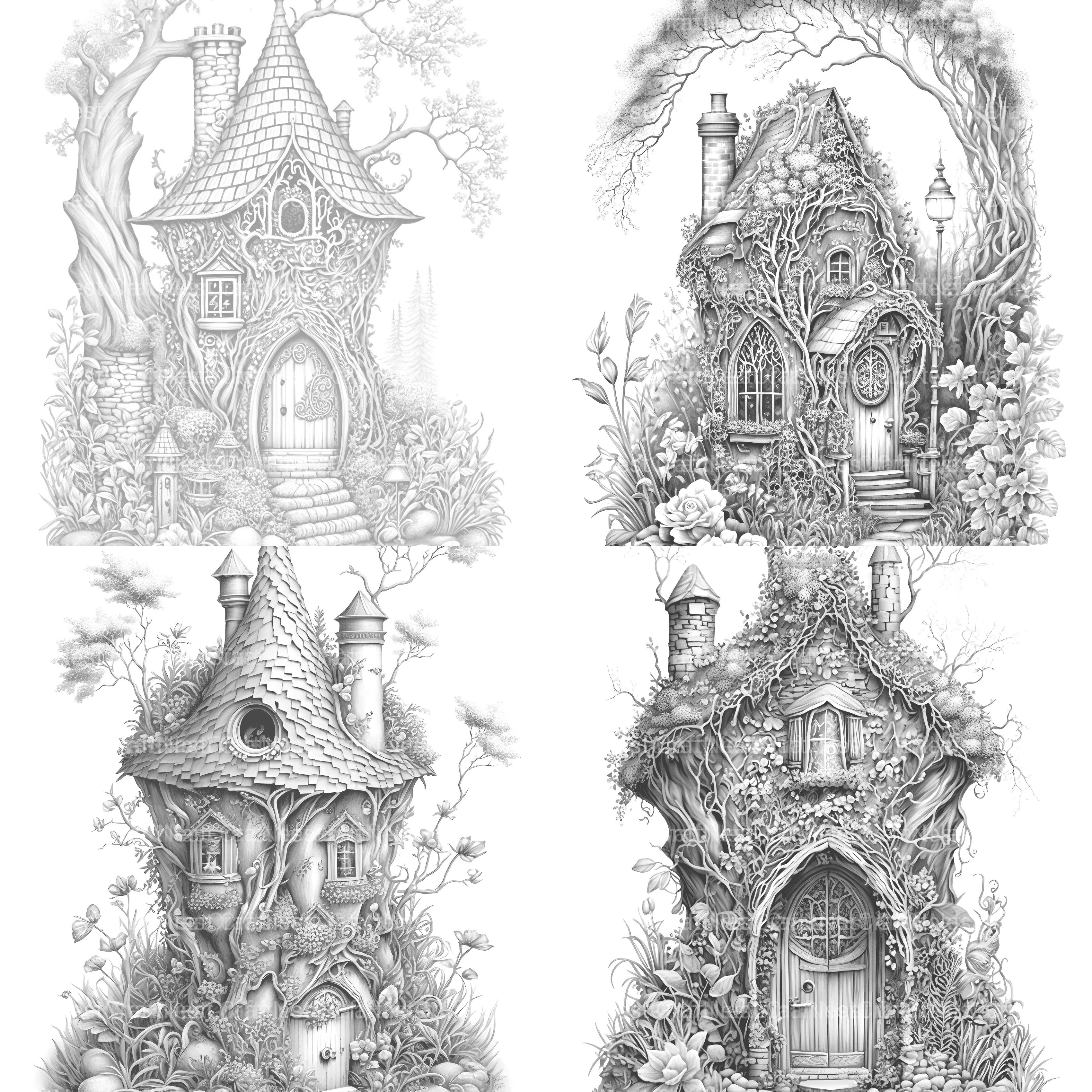Secret Garden Fairy House Coloring Book - CraftNest - Digital Crafting and Art