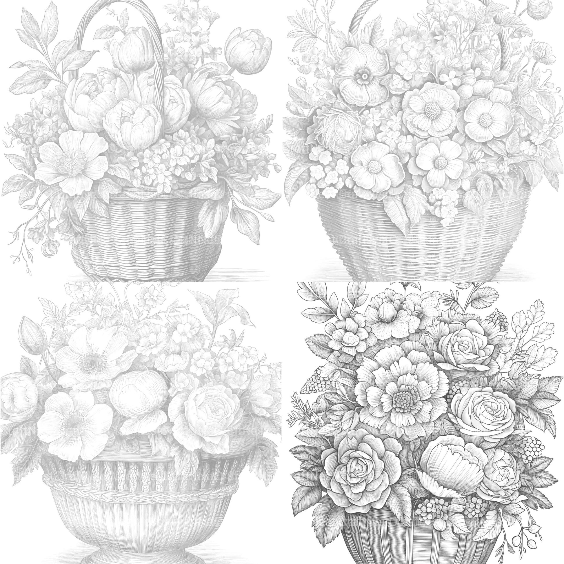 Flower Basket Coloring Book - CraftNest - Digital Crafting and Art