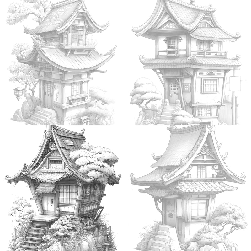 Japanese Tiny House Coloring Book - CraftNest - Digital Crafting and Art