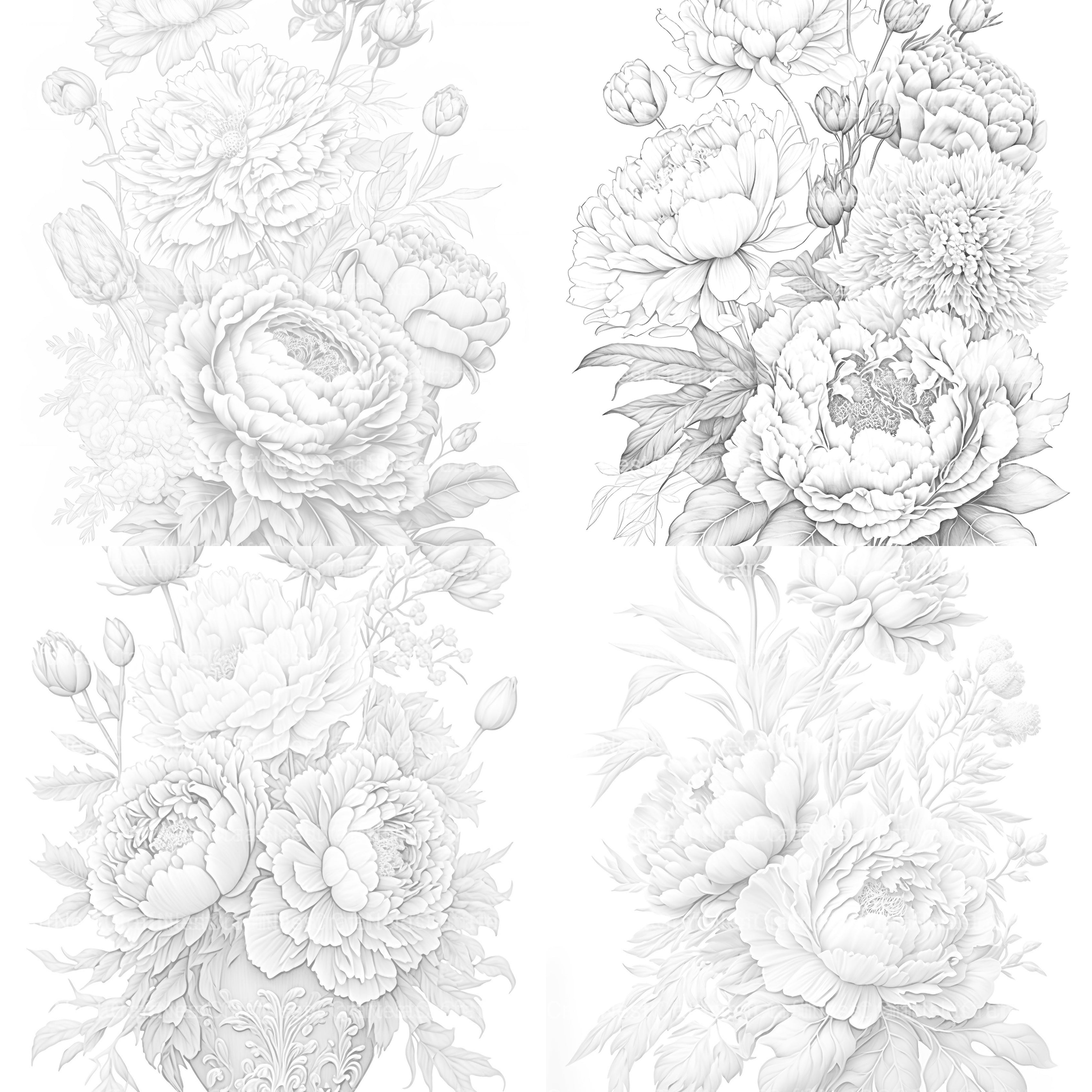 Peony Flower Coloring Book - CraftNest - Digital Crafting and Art