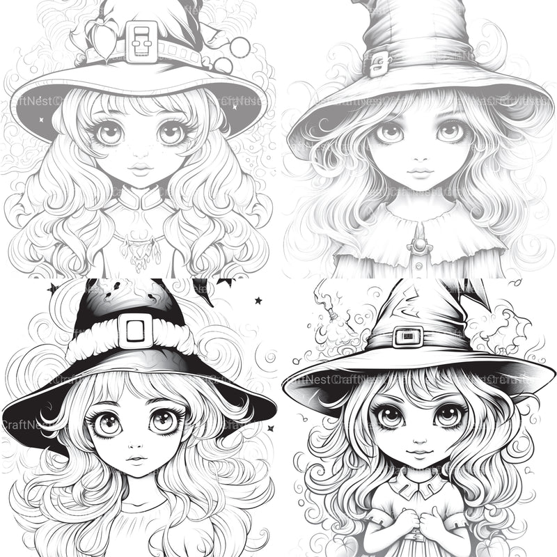 Cute Witch Coloring Book - CraftNest - Digital Crafting and Art