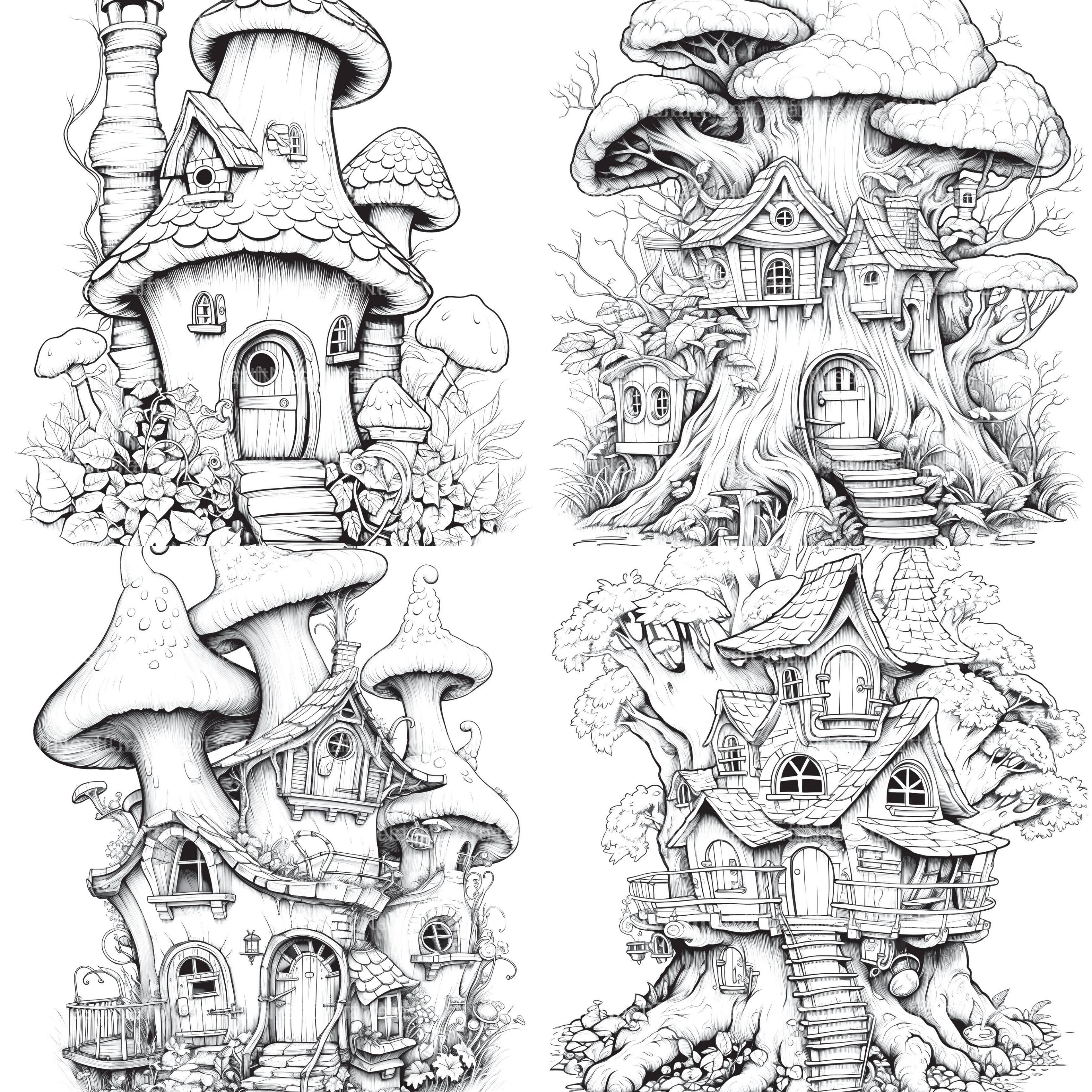 Fairy Houses Coloring Book - CraftNest - Digital Crafting and Art