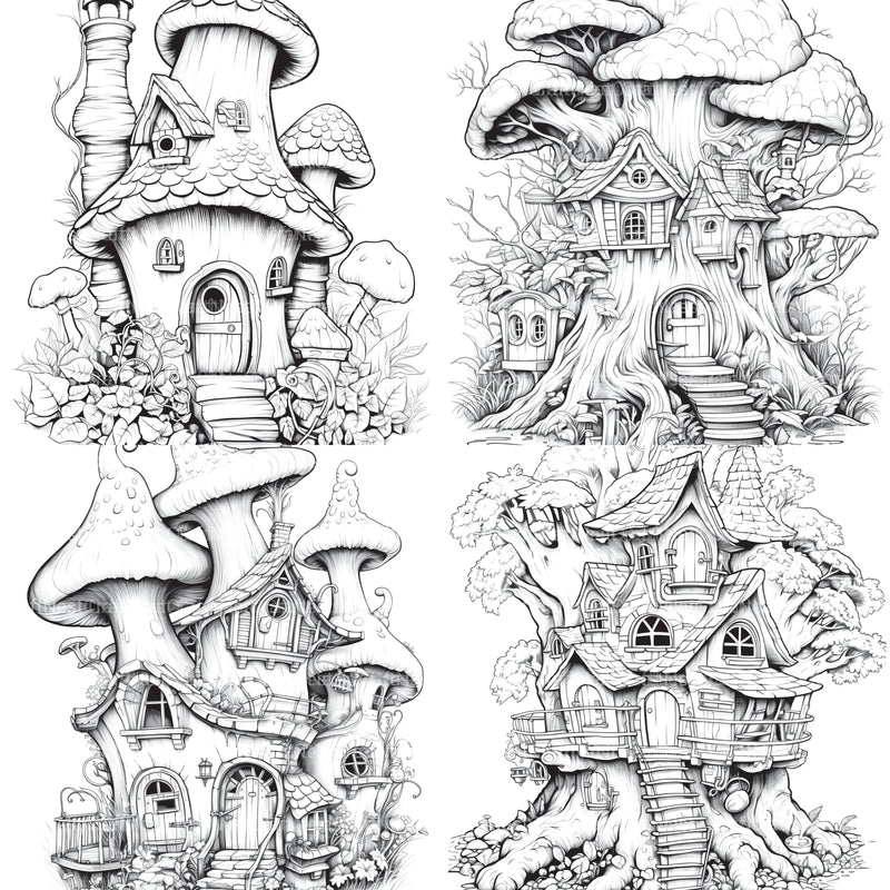 Fairy Houses Coloring Book - CraftNest - Digital Crafting and Art