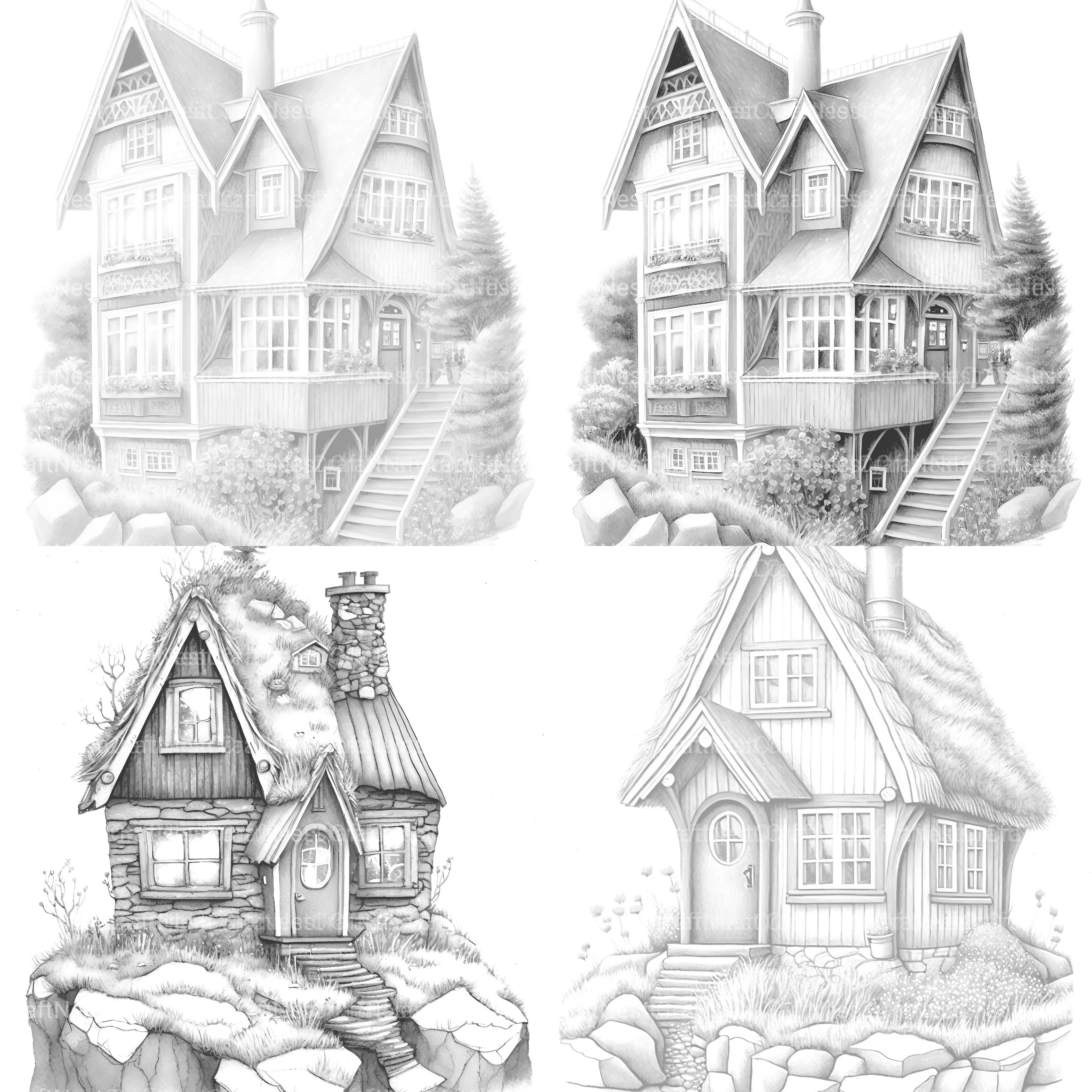 Norwegian Tiny House Coloring Book - CraftNest - Digital Crafting and Art