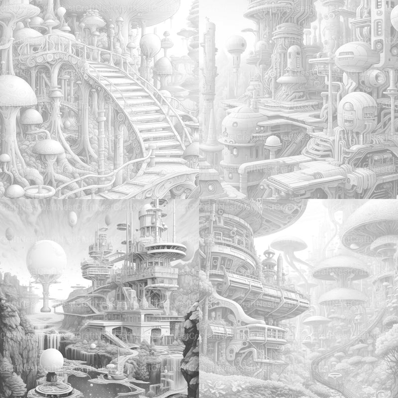 Sci-Fi Landscape Coloring Book - CraftNest - Digital Crafting and Art