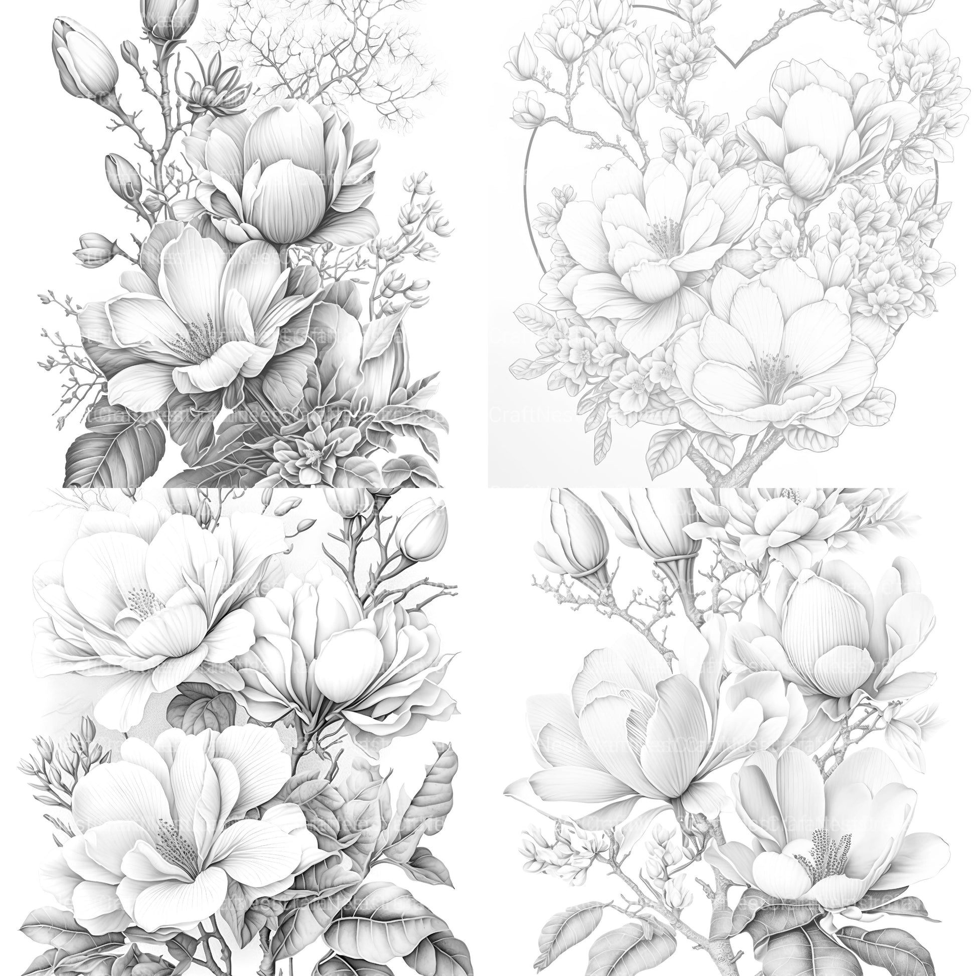 Magnolia Flower Coloring Book - CraftNest - Digital Crafting and Art