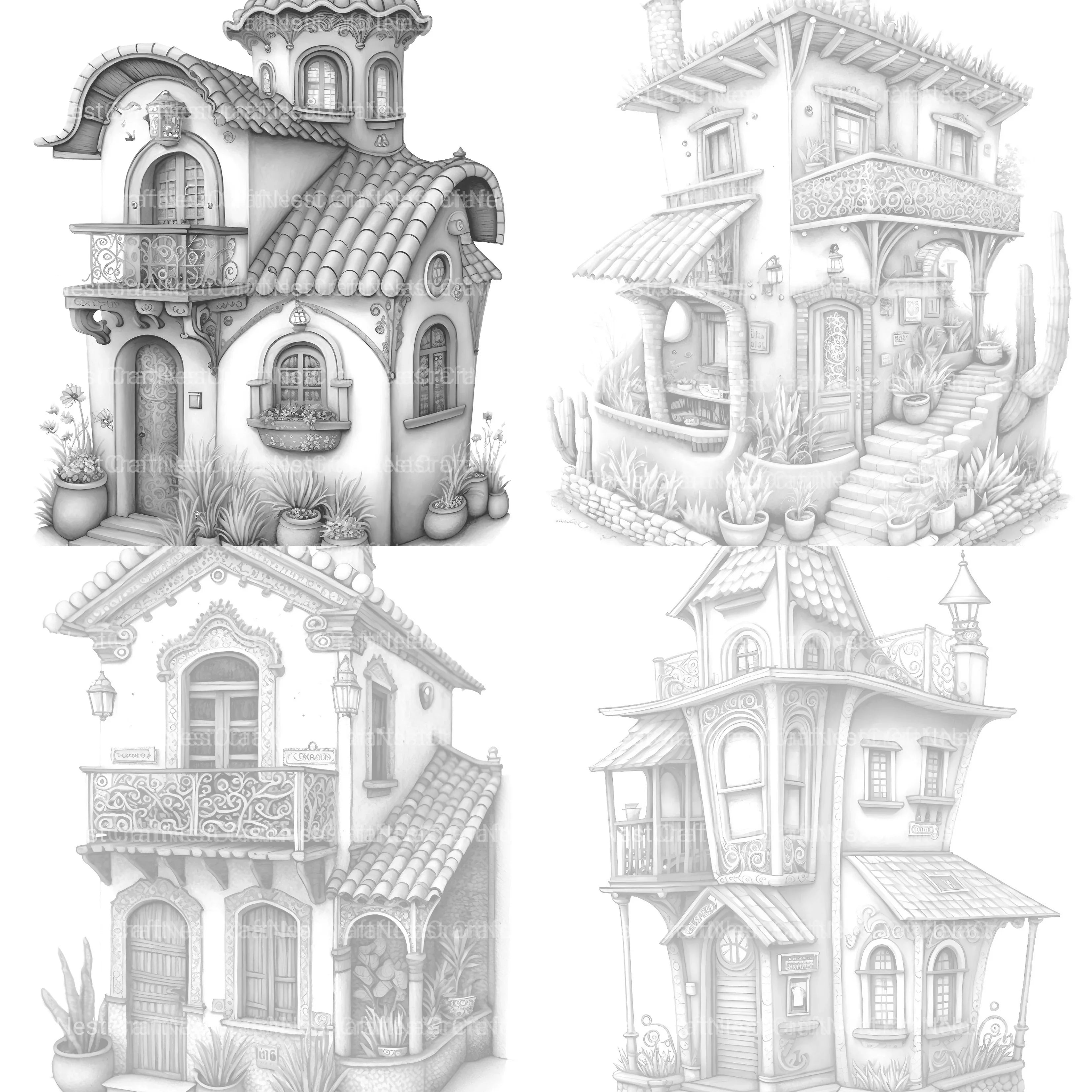 Mexican Tiny House Coloring Book - CraftNest - Digital Crafting and Art