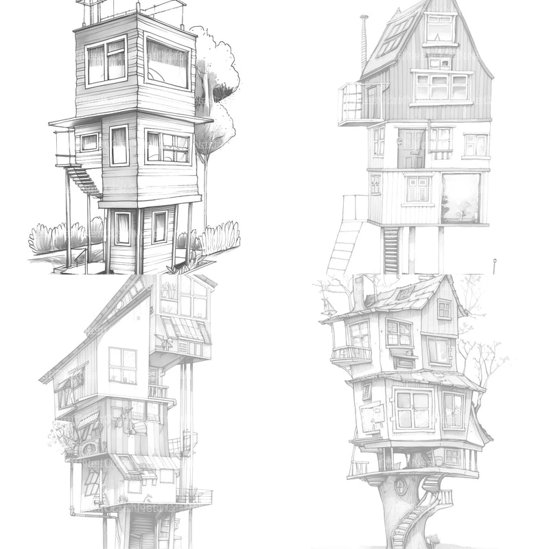 Contemporary Tiny House Coloring Book - CraftNest - Digital Crafting and Art